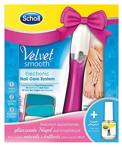 ruegendrogerie.de - Scholl Velvet mit Elektrisches Nagelpflegesystem Smooth 1 Extra Stück Nagelpflegeöl, Geschenkset
